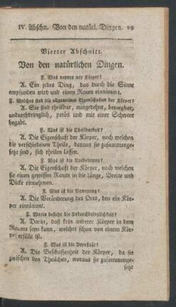 Vierter Abschnitt. Von den natürlichen Dingen.