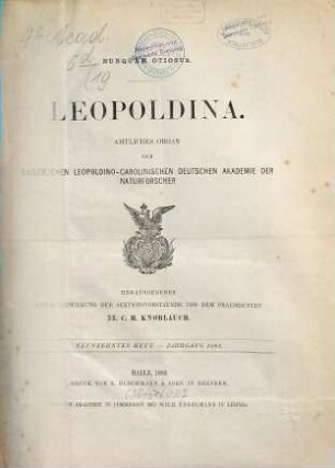 Leopoldina : Mitteilungen der Deutschen Akademie der Naturforscher Leopoldina, 19. 1883
