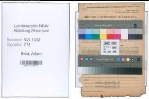 Entnazifizierung Adam Best , geb. 14.07.1887 (Obersteuerinspektor)