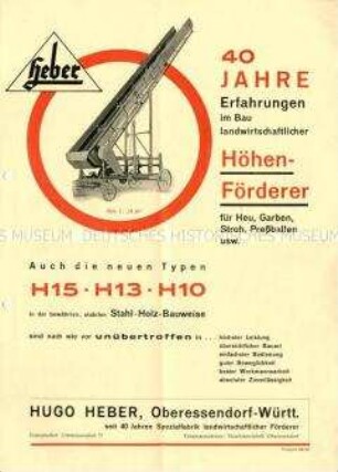 Höhen-Förderer für Heu, Garben, Stroh, Pressballen usw.