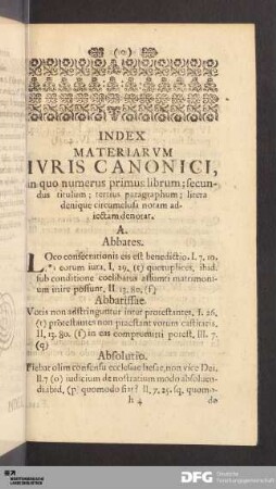 Index Materiarvm Ivris Canonici