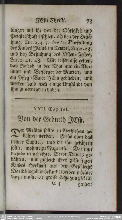 XXII. Capitel. Von der Geburth JEsu