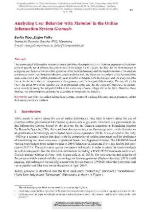 Analyzing user behavior with Matomo in the online information system Grammis