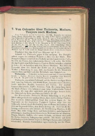 7. Von Colombo über Tuticorin, Madura, Tanjore nach Madras.