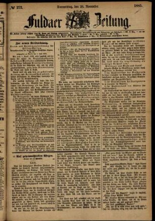 Ausgabe vom Donnerstag, den 26. November 1885.