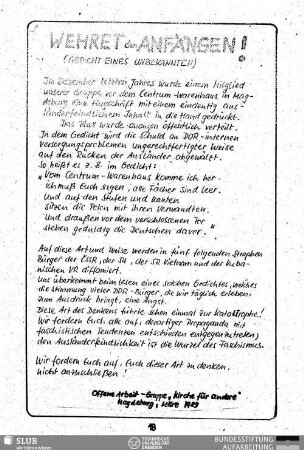 Wehret der Anfängen! : (Gedicht eines Unbekannten)