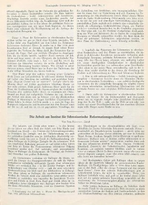 325-328 Die Arbeit am Institut für Schweizerische Reformationsgeschichte