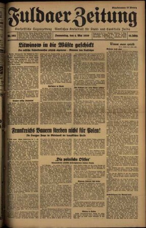 Ausgabe vom Donnerstag, den 04. Mai 1939.