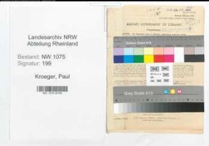 Entnazifizierung Paul Kroeger , geb. 24.11.1893 (Regierungsinspektor)