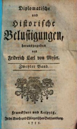 Diplomatische und historische Belustigungen, 2