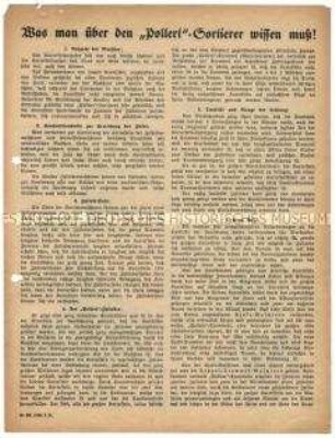 Informationsblatt über Kartoffelsortierer