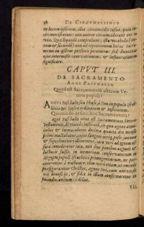 Caput III. De Sacramento Agni Paschalis.