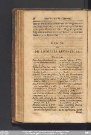 Cap. VI. de Philosophia Recentiori.