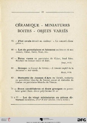 Céramique - Miniatures - Boites - Objets variés (Nr. 65-90)