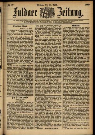 Ausgabe vom Montag, den 15. April 1889.