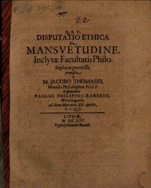 Disp. eth. de mansuetudine