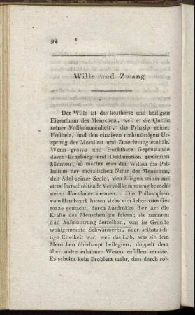 Wille und Zwang.