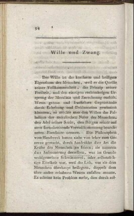 Wille und Zwang.