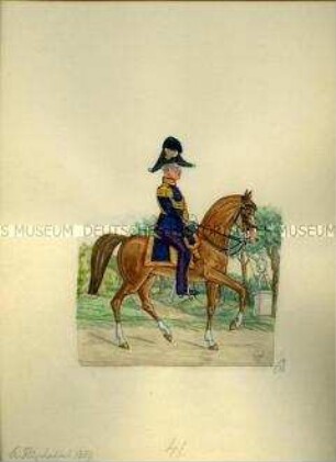 Uniformdarstellung, Königlicher Flügeladjutant zu Pferd, Sachsen, 1959.