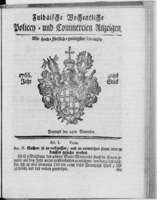46tes Stück, Ausgabe vom 14. November 1766
