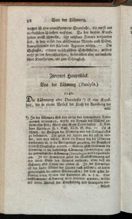 Zweites Hauptstück. Von der Lähmung (Paralysis.)