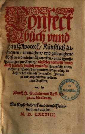 Confectbuch und Hauß-Apotheck