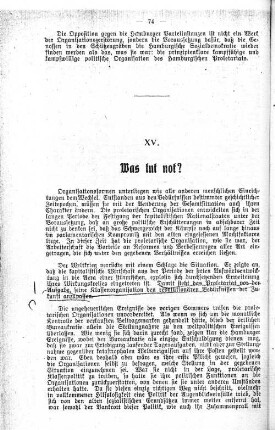 XV. Was tut not?