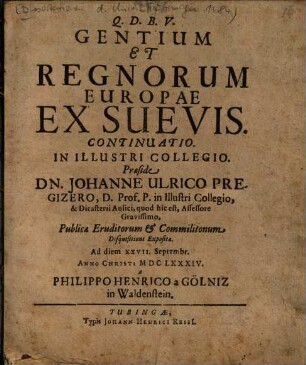 Gentium Et Regnorum Europae Ex Suevis Continuatio