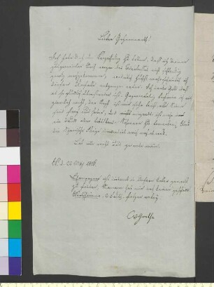 Brief von Goethe, Christiane von an Goethe, Johann Wolfgang von