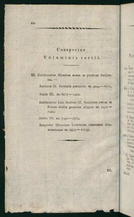 XII, Conspectus Volumis tertii