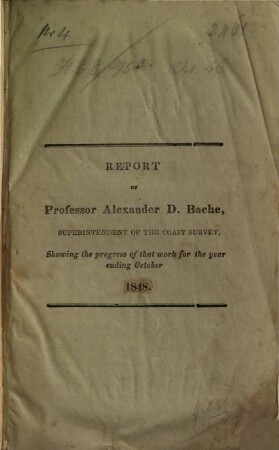 Report of Prof. Alex. Bache, superintendent of the Coast Survey, showing the progress of that work for the year ending November 13, 1848