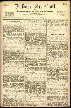 Ausgabe vom Mittwoch, den 12. März 1873.