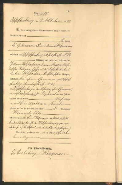 Standesamtsbuch der Stadt Aschaffenburg: Geburten 365/1900 - 184/1901