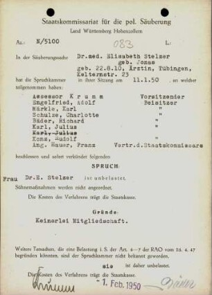 Stelzer, Elisabeth, Dr., geb. Jonas