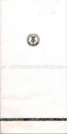 Einladungskarte zu einem Staatsessen zu Ehren des Französischen Premierministers Laurent Fabius bei einem Besuch in der DDR im Juni 1985