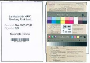 Entnazifizierung Emma Steinmetz , geb. 29.04.1920 (Postassistentin)