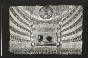 Nationaltheater, München Wiederaufbau: Perspektivische Innenansicht Zuschauerraum und Bühne