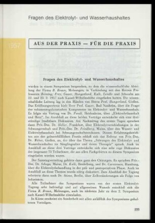 Fragen des Elektrolyt- und Wasserhaushalt (Heft 87)
