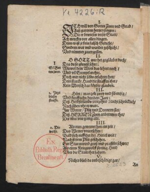 JCH will von Gottes Zorn vnd Gnad/ || Auß gantzem hertzen singen: ||