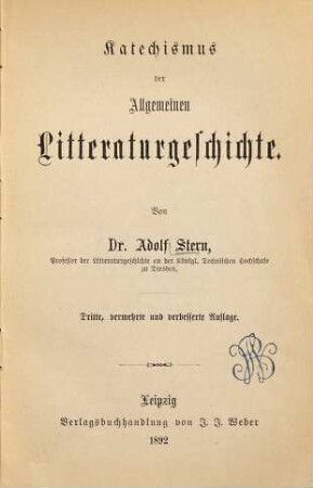 Katechismus der allgemeinen Litteraturgeschichte