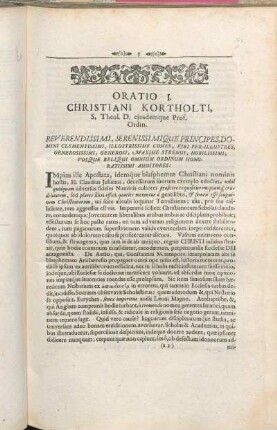 Oratio I. Christiani Kortholti [...]