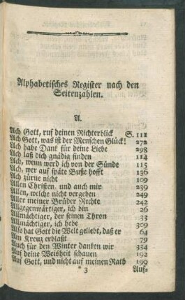 Alphabetisches Register nach den Seitenzahlen.