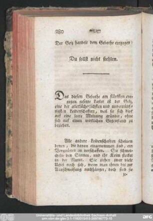 Der Geiz handelt dem Gebothe entgegen: Du sollst nicht stehlen.
