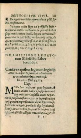 De Amissione Legatorum & defectu, Liber secundus.