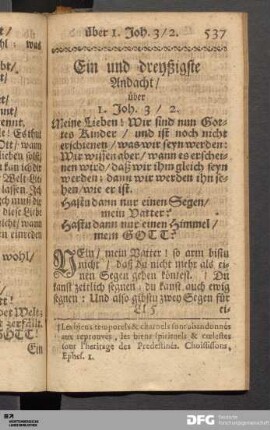 Ein und dreyßigste Andacht / über I. Joh. 3 / 2.