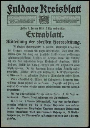 Zweite Ausgabe vom Freitag, den 01. Januar 1915.