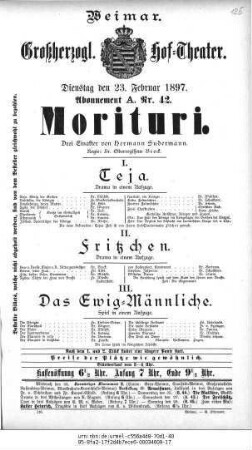 Morituri [Teja / Fritzchen / Das Ewig=Männliche]