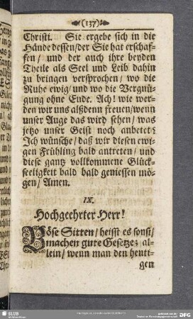 IX. Eine Klage über das verdorbene Christenthum