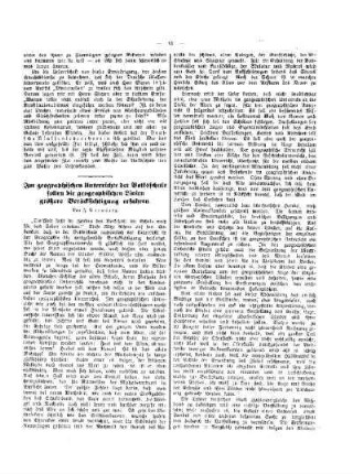 Im geographischen Unterrichte der Volksschule sollen die geographischen Linien größere Berücksichtigung erfahren