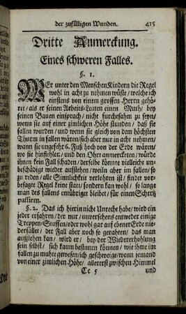 Dritte Anmerckung. Eines schweren Falles. - Vierdte Anmerckung. Eines aufgeschlitzten Scroti.